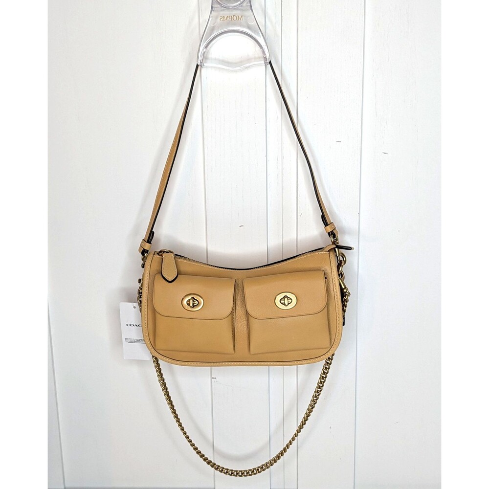 Coach Twin Turnlock Waverly Shoulder Crossbody Bag Leather CDZ20 Vanilla NWT